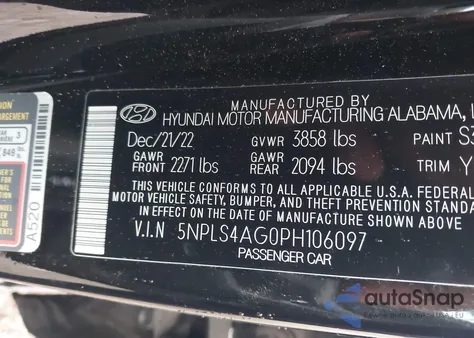 2023 Hyundai Elantra Sel из США, поврежденный, VIN 5NPLS4AG0PH106097